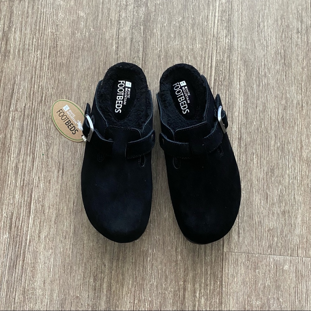 White Mountain Black Suede Bari Clogs - Picture 2 of 3